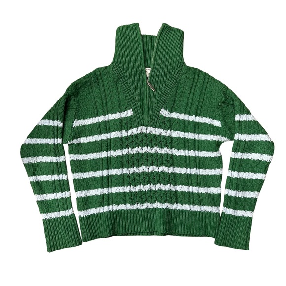 La Ligne Sweaters - La Ligne For Target Collab Womens Medium 1/4 Zip Green & Blue Stripe Sweater